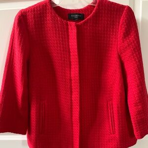 Talbots True Red 3/4 Sleeve Basket Weave Jacket Size 6P